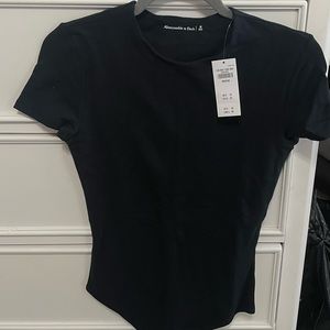 Abercrombie Black Soft Matte Seamless Tee Bodysuit